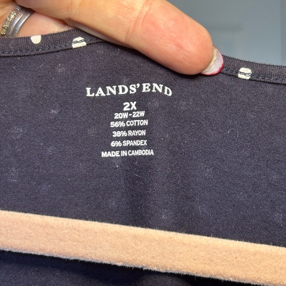 Landsend sleeveless navy polkadot top - Picture 2 of 3